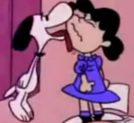 Snoopy kissing Lucy